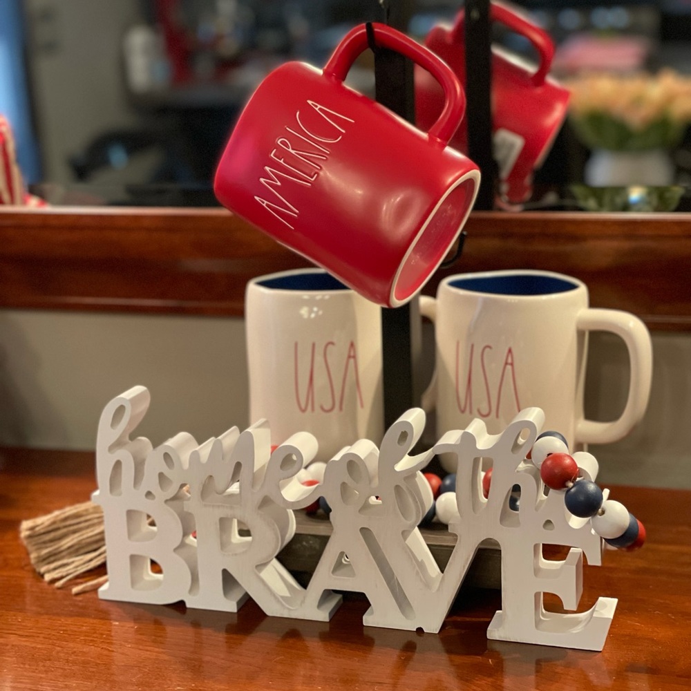 Rae Dunn Land if the Brave sign